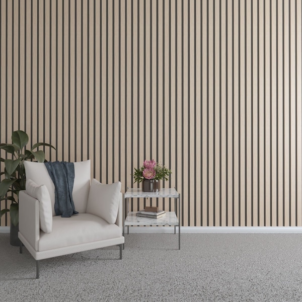 Ekena Millwork 48H x 3/8T Adjustable Wood Slat Wall Panel Kit w/ 2W Slats, Red Oak contains 22 Slats SWW66X48X0375RO - main